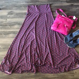 Lularoe Pink Patterned Maxi Skirt size Small